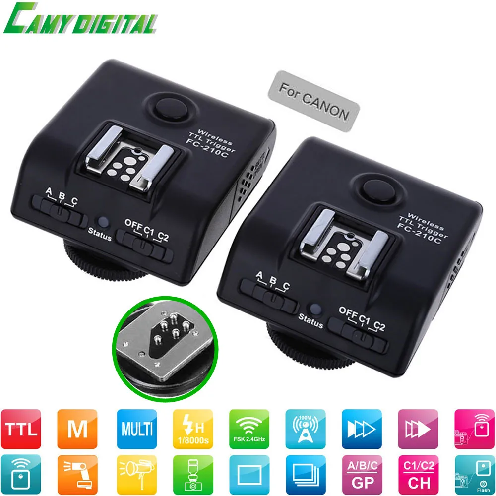 

VILTROX High-quality FC-210C/FC-210N TTL high speed sync 1/8000s 2.4G Wireless Trigger Transmitter+Receiver Kit For Canon/Nikon