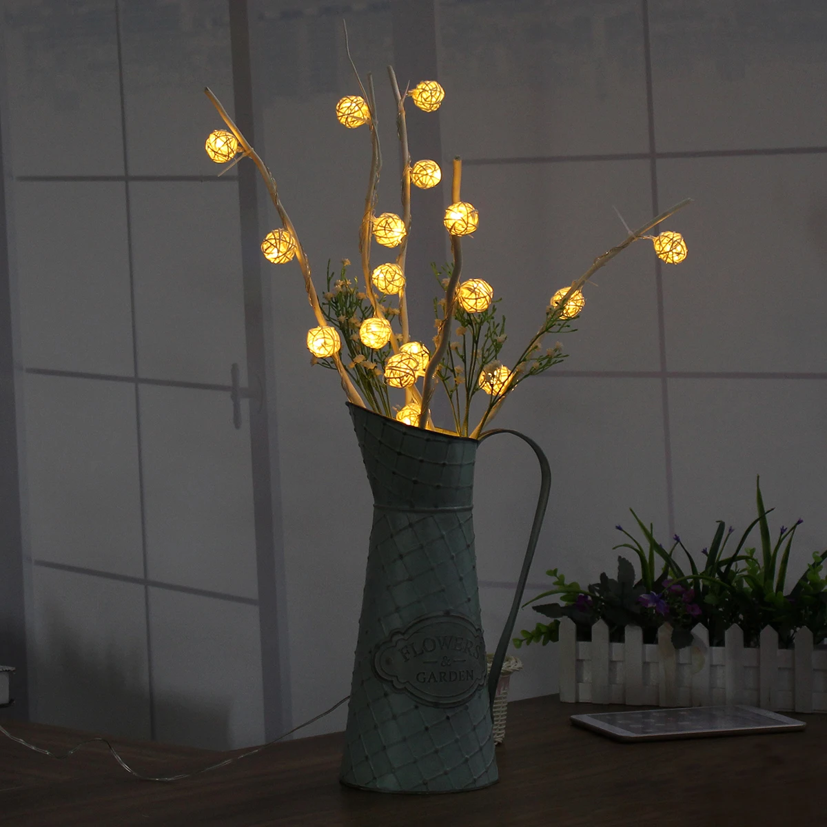 25 LED Branch Vase Table Lights Garden LED Twig Lights Solar Tree
