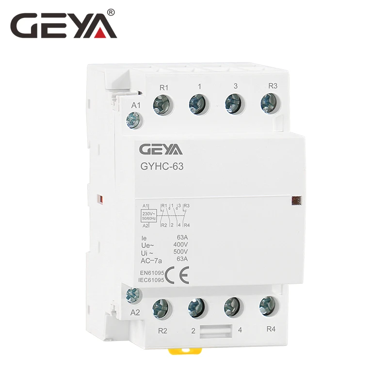 GEYA 4P 63A 4NO или 2NC2NO 220 V/230 V 50/60HZ Din Rail бытовой AC Контактор В соответствии с стандартом