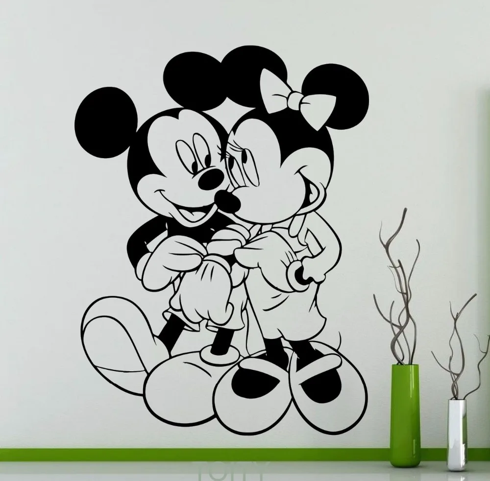 Aliexpress.com : Buy Mickey Minnie Mouse Wall Vinyl Sticker Retro