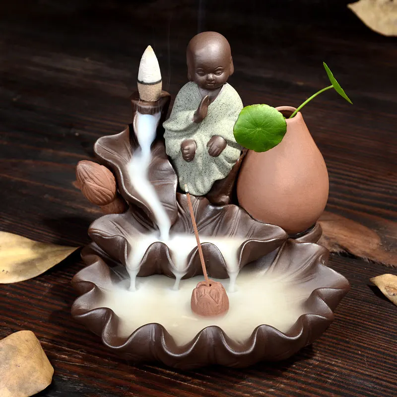 1 шт. креативная медитация монах курильница для благовоний конусная горелка домашний декор ладан стикер-Рак фиолетовая глина использование в домашних условиях Teaho - Цвет: T1