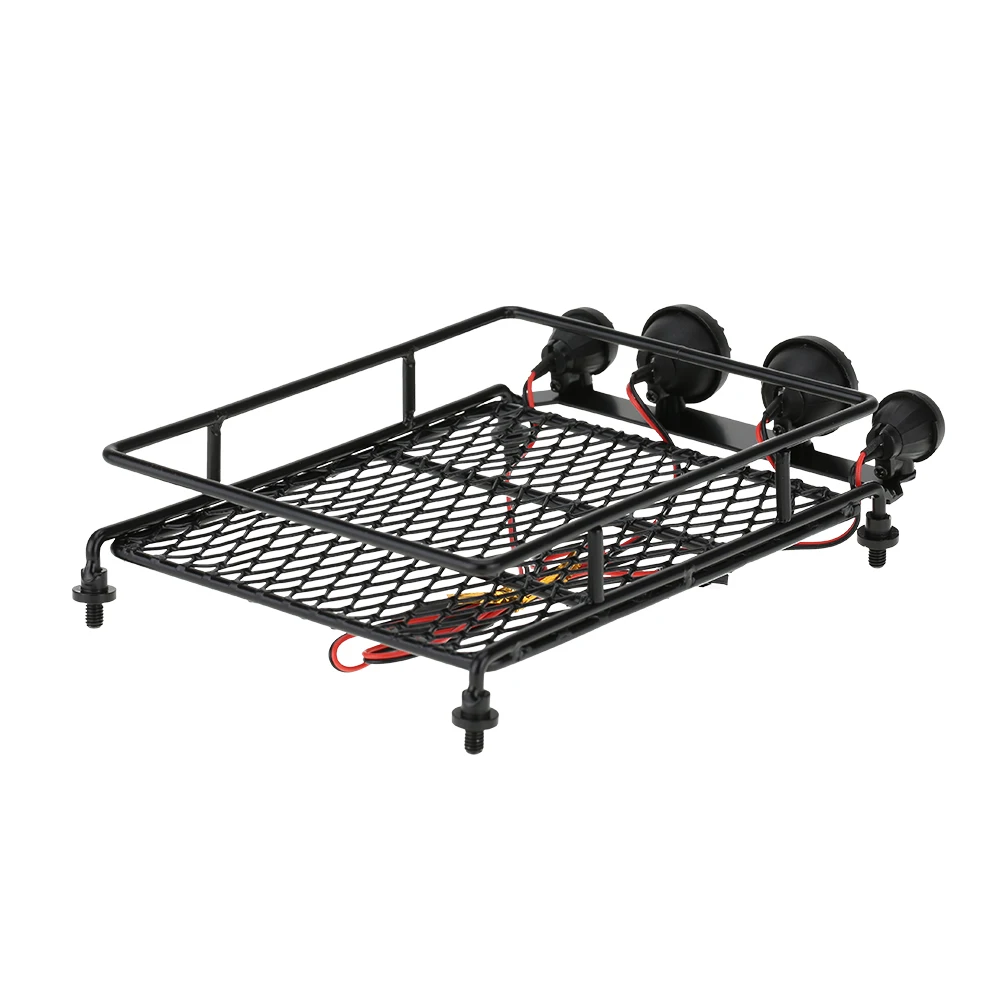 Metal Roof Luggage Rack with LED Light Bar for 110 18 RC Car Rock Crawler Rally 4WD CC01 CR01 D90 AXIAL SCX10 RC Cars Parts (8)