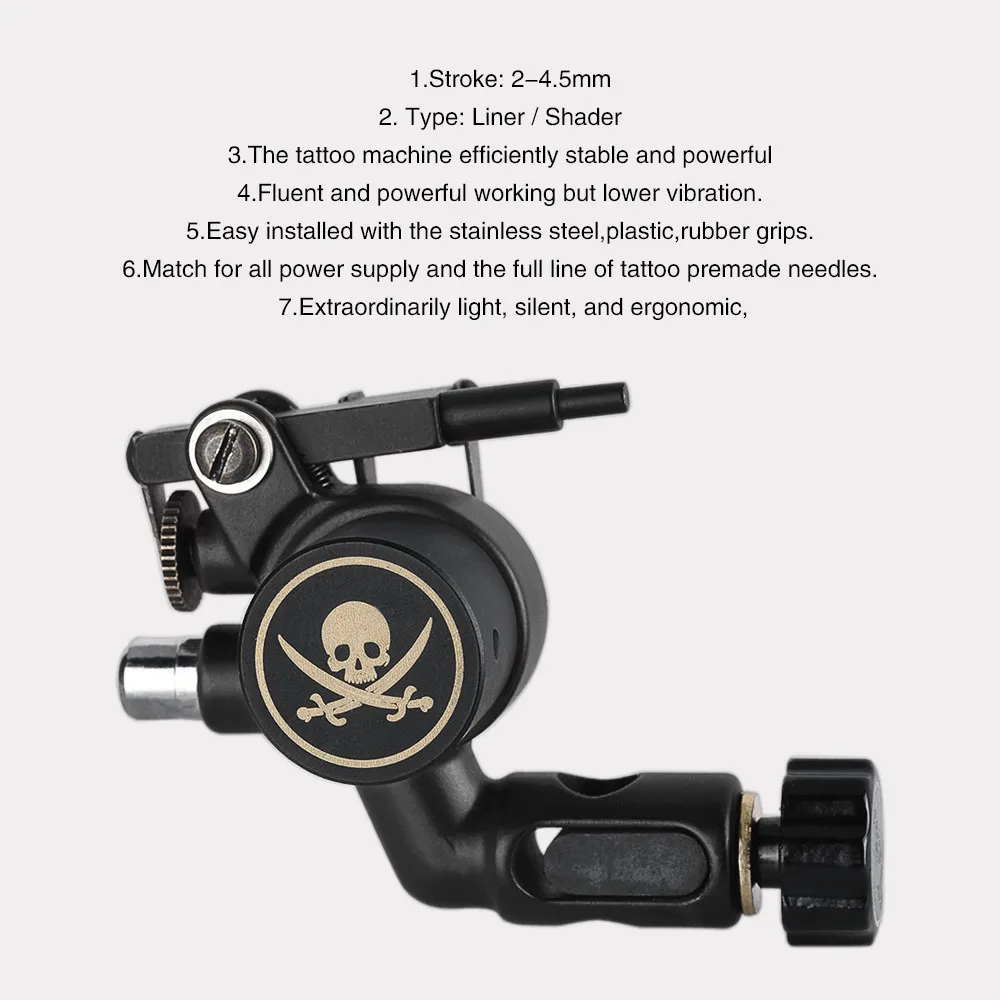 Новинка! Профессиональная татуировочная машина с черепом, ротационная татуировочная машина, мощный двигатель, машина для перманентного макияжа для боди-арта