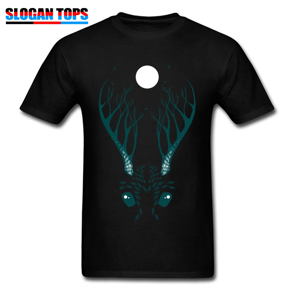 Forest Spirit Crewneck T-shirts Lovers Day Tops Tees Short Sleeve 2018 Popular 100% Cotton Normal T Shirt Gift Men's Forest Spirit black