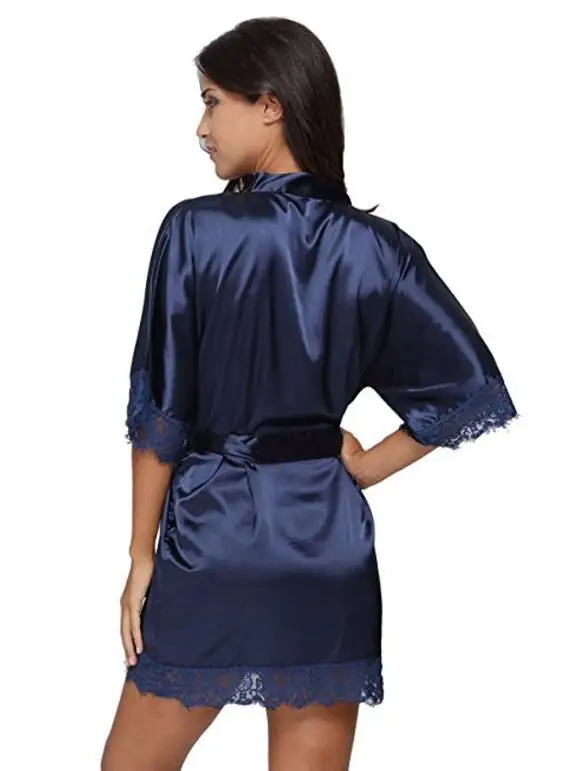 Plus Size Lace Patchwork Bride Bridesmaids Robe Women Silk Wedding Party Kimono Robes Nightgown Sleepwear