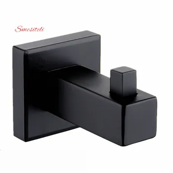 

Smesiteli Simple Style All Brass Matte Black Finish 1pcs Wall Mount Square Towel Robe Coat Hook Hat Door Hanger Bath Accessories