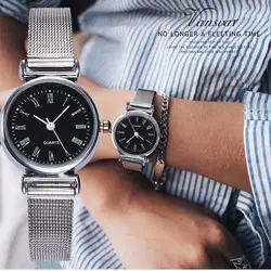 Лидер продаж модные женские туфли Серебро наручные часы с ремешком-сеткой Роскошные повседневное дамы сталь кварцевые часы Vansvar Relogio Feminino