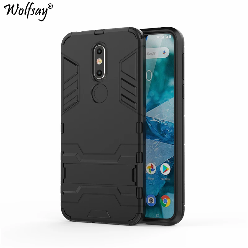 Wolfsay Cover For Nokia 7.1 Case Slim PC + Soft Rubber Armor Phone Fundas for TA-1085 TA-1100 |