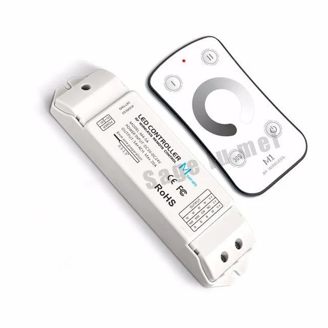 

LTECH M1+M4-5A;M1 MINI RF wireless led controller with M4-5A CV Receiving single color ;DC5V-DC24V input;5A*4CH Max 20A output