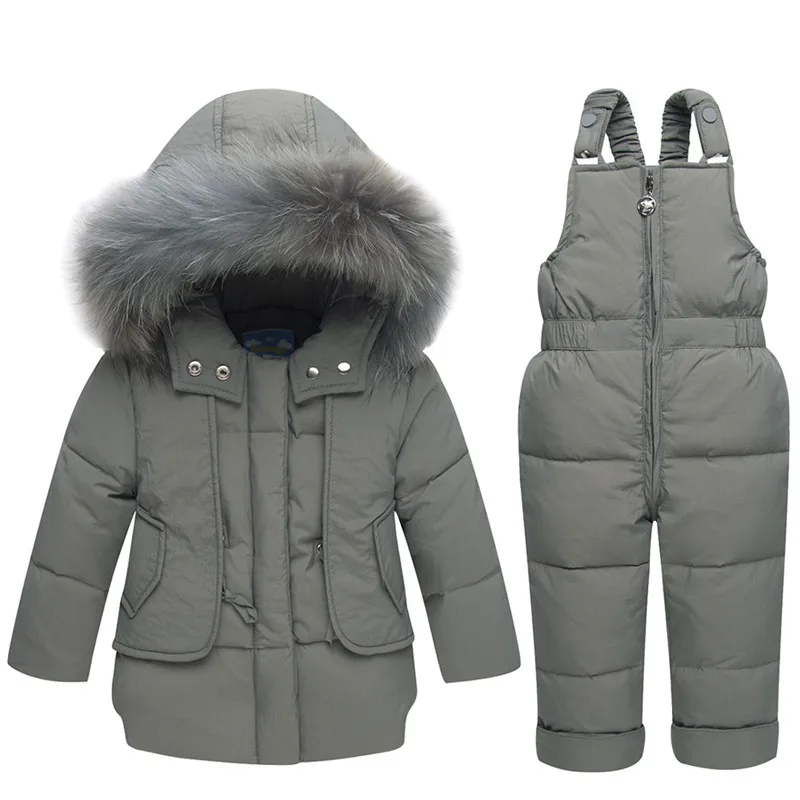 

2018 Winter Boys Girl Clothes Children Clothing Set Baby Duck Down Jacket + Pants Overalls Warm Kids Clothes Snowsuit 1 2 3Years