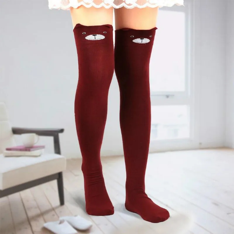 С изображением кота печати Лолита носки до колен женские выше колен модные гетры чулки трикотажные хлопчатобумажные чулки школьница