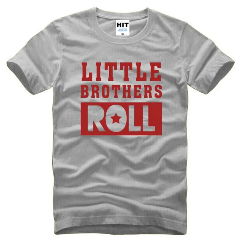 Рулонная креативная Мужская футболка с надписью &quotLittle Brothers&quot летняя стильная