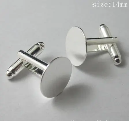 

Free hipping!!!silver Plated Flat Round Pad Cuff Links pad 14mm