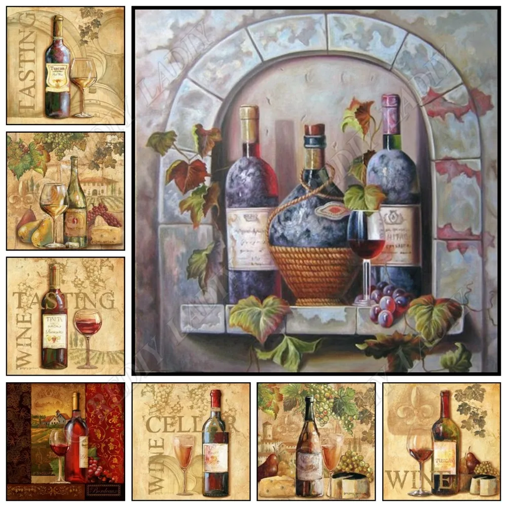 

Diamond Painting Cross Stitch Wine & Grapes Diamond Embroidery Full Square / Round Rhinestones Mosaic Needlework Handmade Crafts