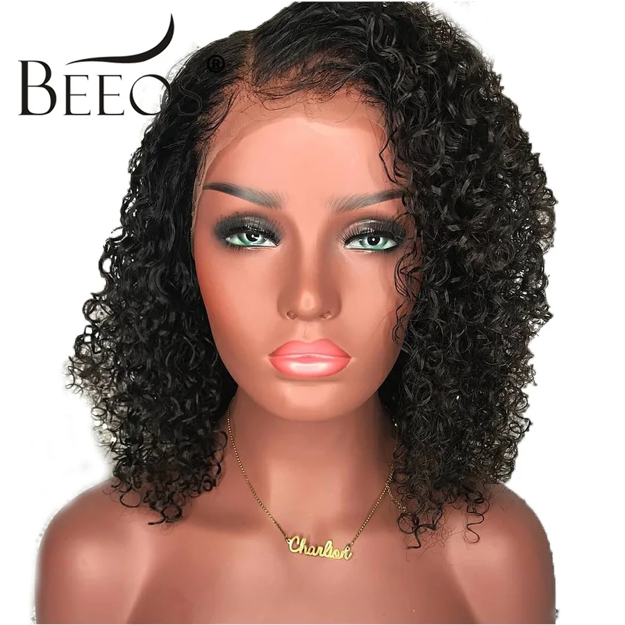 Beeos 13x6 Lace Front Human Hair Wigs Pre Plucked With Baby Hair Curly Brazilian Remy Hair Lace