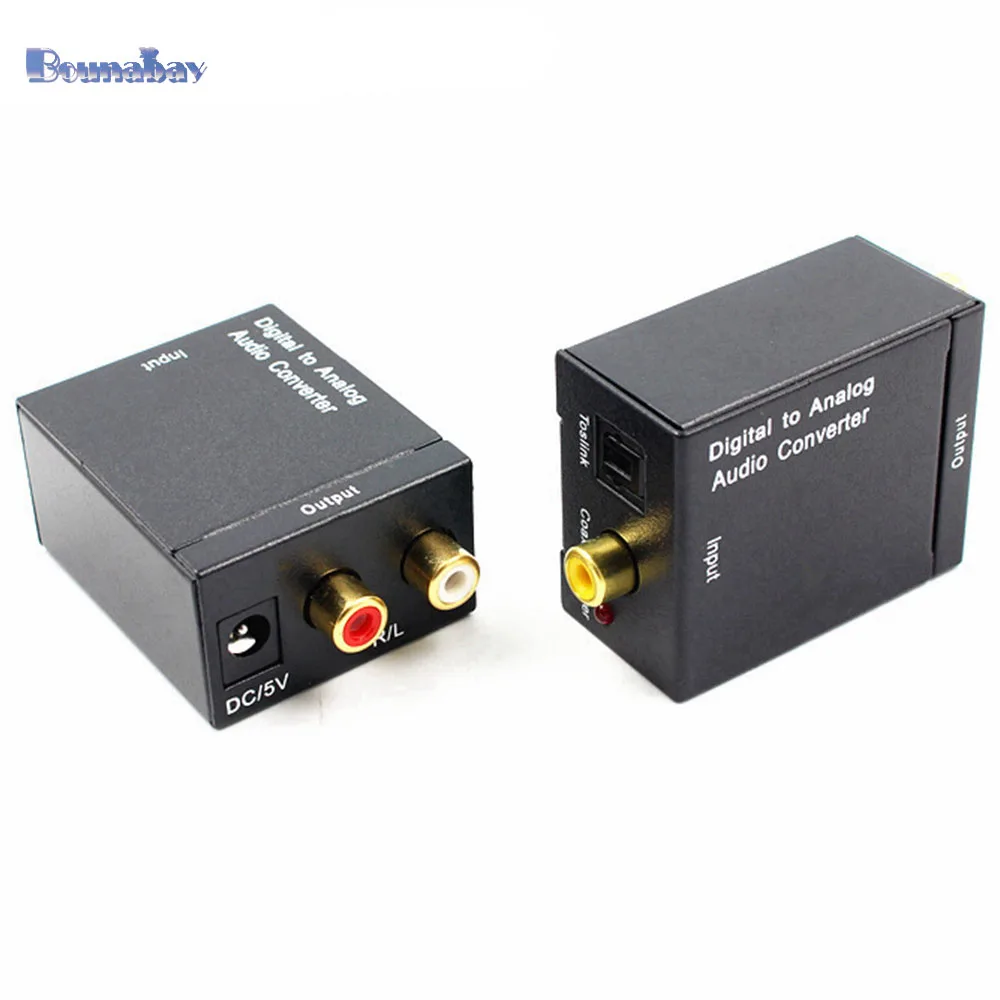

Digital to Analog Audio Converter Optical Fiber Toslink Coaxial Signal to RCA R/L Audio Decoder SPDIF ATV DAC Amplifier Adapter