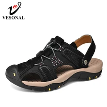 VESONAL новые летние классические зимние сапоги из натуральной кожи для прогулок, мужская обувь, сандали для мужской Повседневное для хождения по воде сандалии, пляжные сандалии