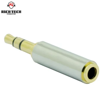 

50pcs 3.5mm jack to 3.5mm plug connector 3Poles Copper shell Gold Plated Stereo for Audio Speaker Earphone convertering