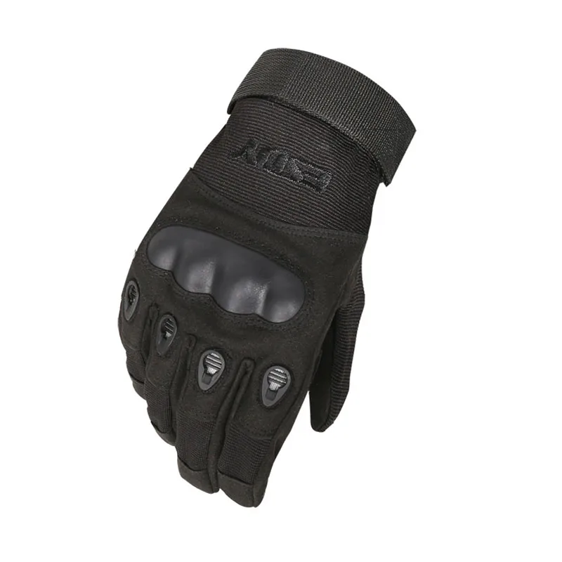 Военные полный палец тактические перчатки высокого качества черные нескользящие спортивные перчатки для мужчин женщин армии хаки M~ XL HCE001 - Цвет: Черный