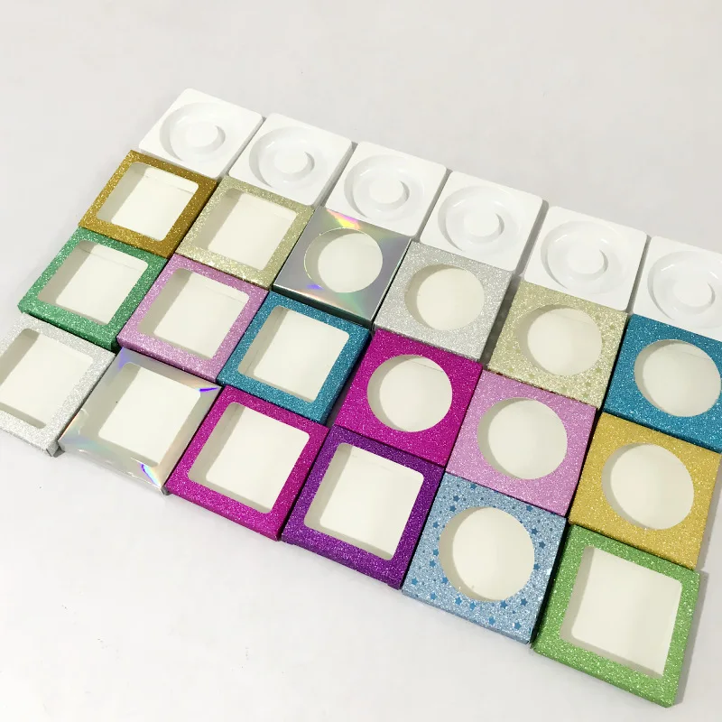 

Multicolor Eyelash Empty Box Square Blank Lashes Box Glitter Paper False Eyelashes Packaging 3D Mink Lashes Cosmetic Packaging