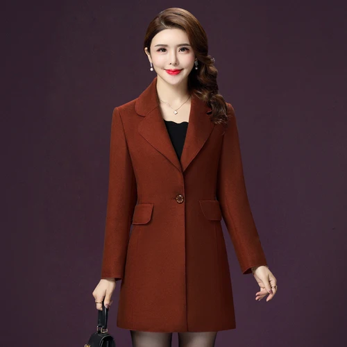 

Autumn Gray Women Wool Coat The New Style Winter Pure Color One Button And Xxxxl Designs Female Simple Fashion Slim Tops