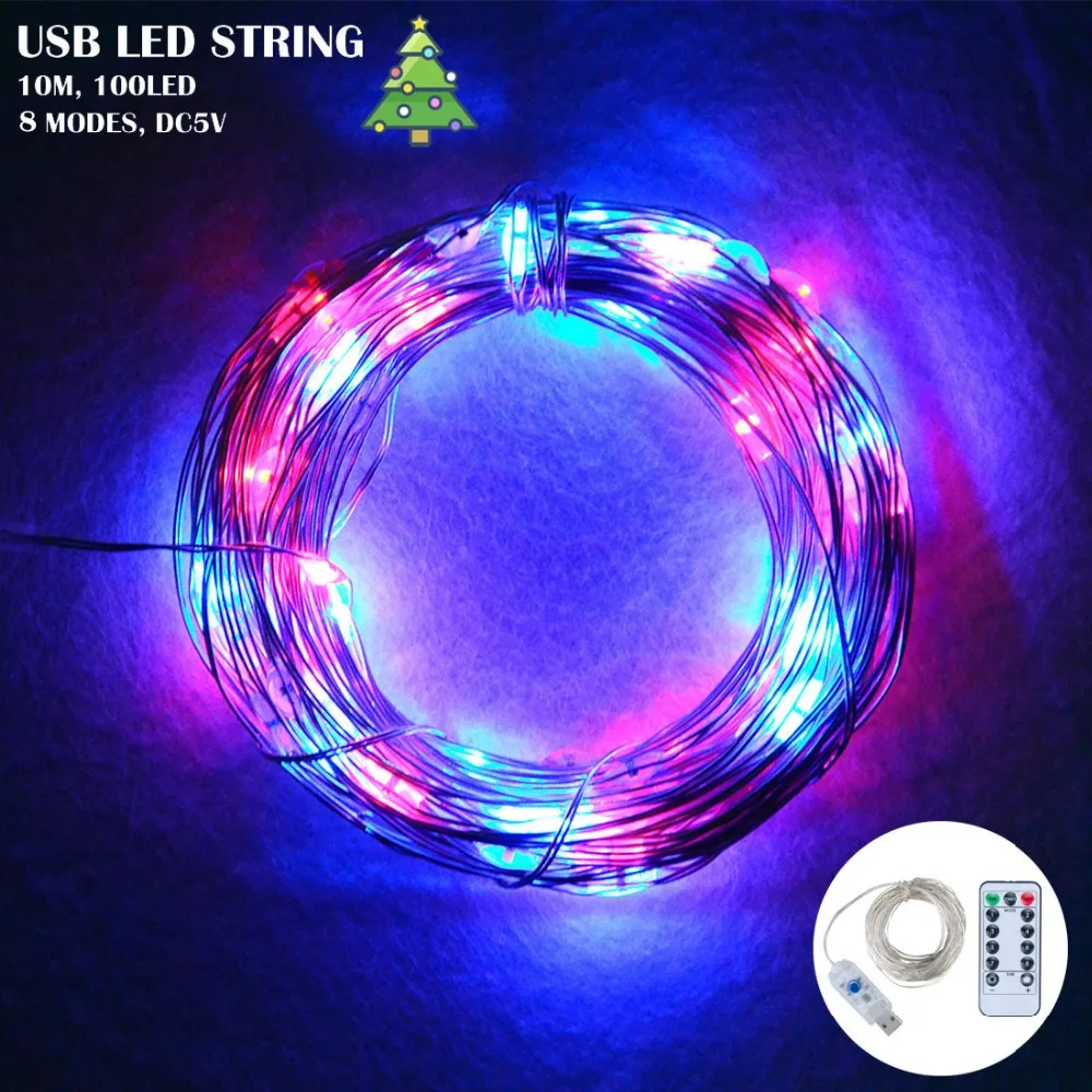 USB LED String Lights with Remote Controller 10M 100led DC 5V USB