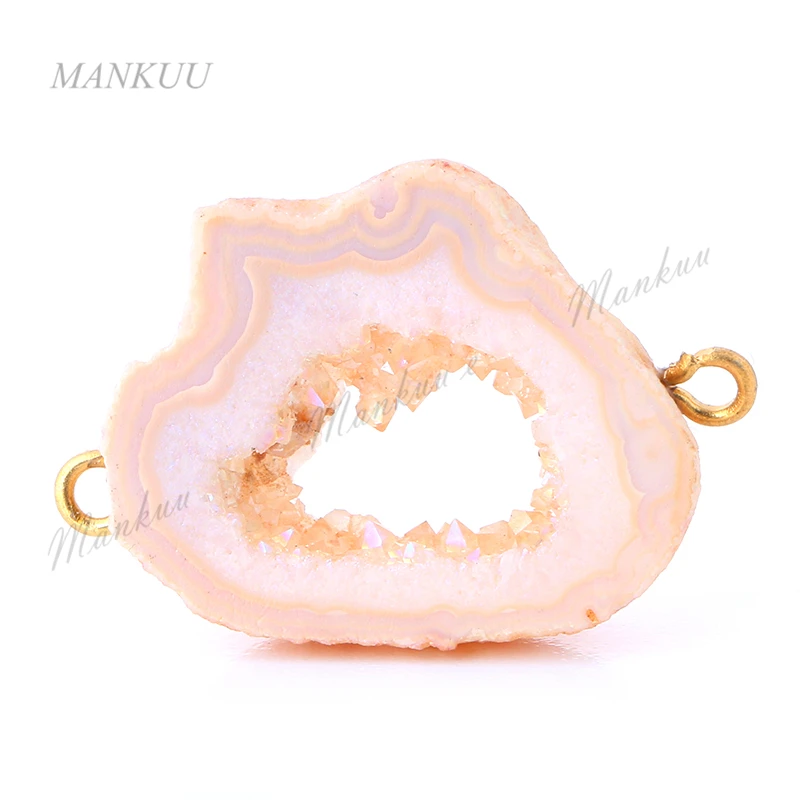DRF134 Hot Trendy Random Shape Geode Drusy Druzy Pendant Connectors with Double Bails New Jewelry Supplies 18*24mm-25*25mm Jewelry Findings
