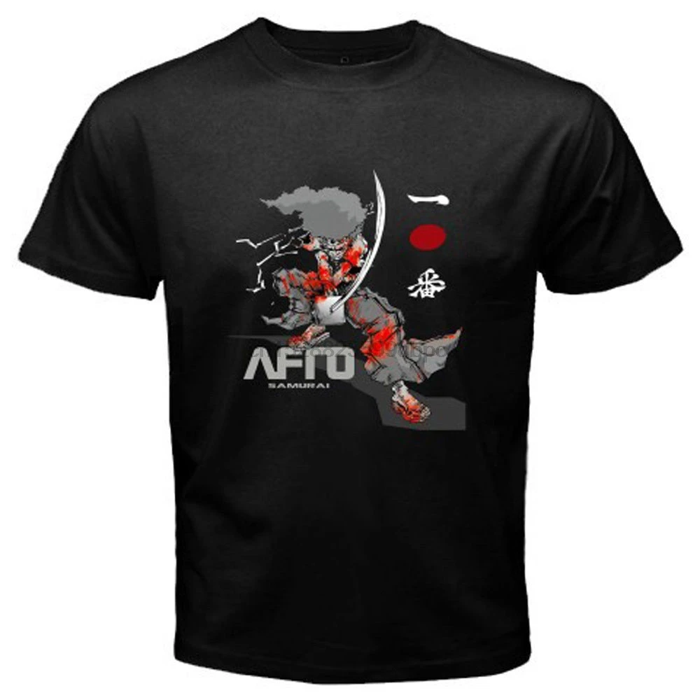 Мужская футболка черная с аниме-мангой афро самурая Размеры S M L XL 2XL 3XL 2019 |