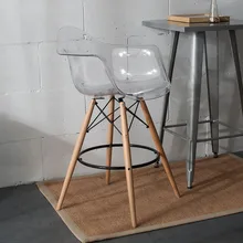 Прозрачный современный дизайн популярный барный стул модный дизайн мебель из пластика и дерева современный стул