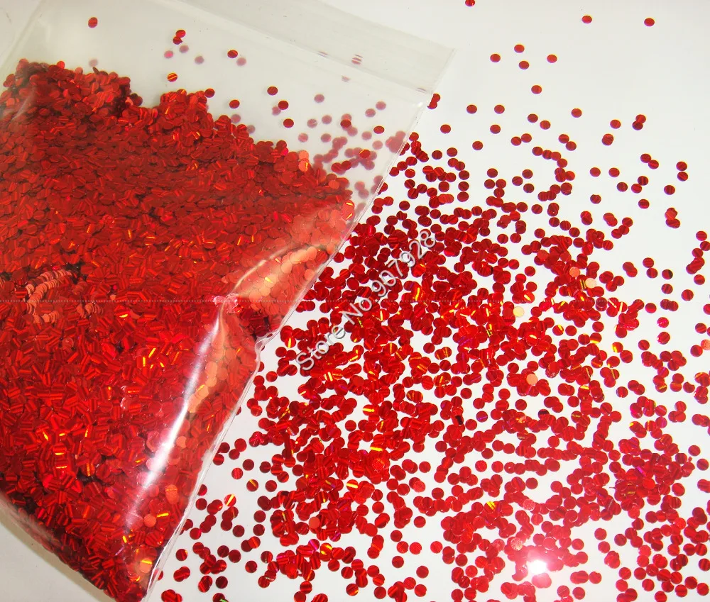 2mm lazer erit etkisi yuvarlak ekil t rnak sanat Glitter k rm z renk t 