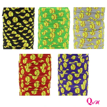 

Q&N wholesale/OEM 5/8inch 16mm green baseball printed folded over elastic FOE for hairbows hair tie free shipping