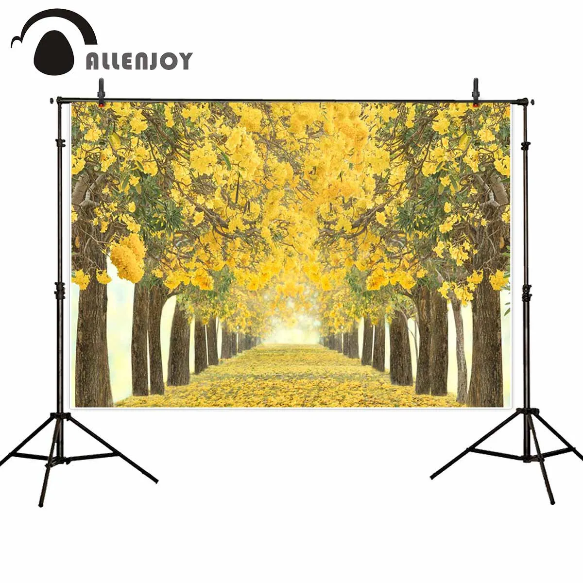 Фон для фотосъемки Allenjoy oromantic golden forest туннель красивые желтые опавшие листья фон |