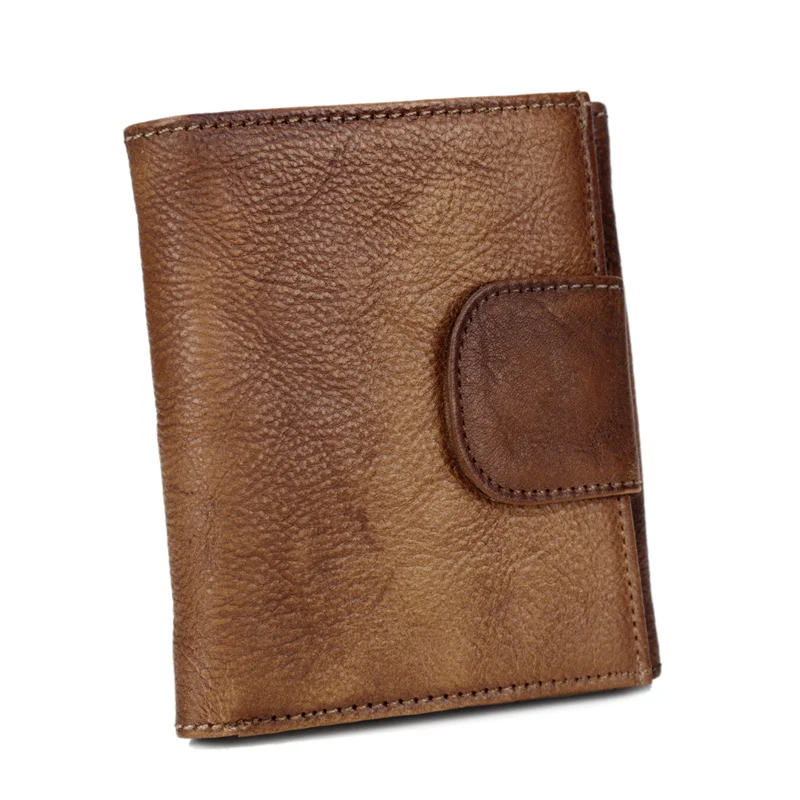Мужские кошельки из натуральной кожи мужские короткие маленькие карманные брендовый Кошелек для монет ручной работы для мальчиков Новые модные кофейные деловые сумки 1639