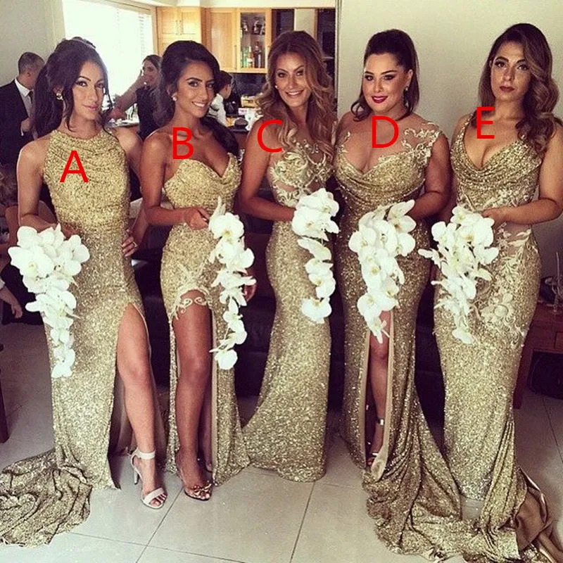 Sexy 6 Styles Mermaid Gold Bridesmaid ...