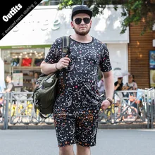 Для мужчин спортивный костюм летний комплект Повседневное спортивные костюм мужской быстросохнущие с короткими рукавами топы+ шорты костюм комплект из 2 частей спортивный костюм