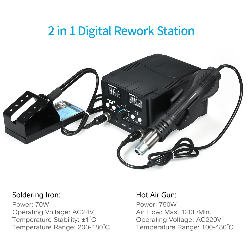 Hot Air Soldering Station Hot Air Gun Handle Hot Air Desoldering Gun Rework Solder Station Desoldering Tool