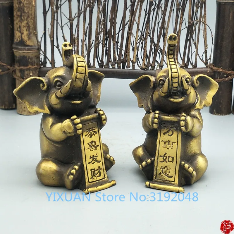 

TNUKK A brass elephant for good luck in everything congratulation Wenwan home decoration decoration.