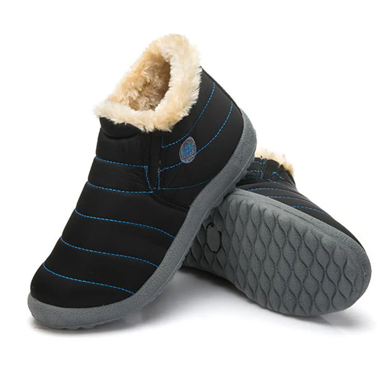 Waikol Мужская зимняя обувь однотонные зимние сапоги теплые водонепроницаемые лыжные ботинки на нескользящей подошве с хлопчатобумажным утеплителем внутри Размеры 39-48