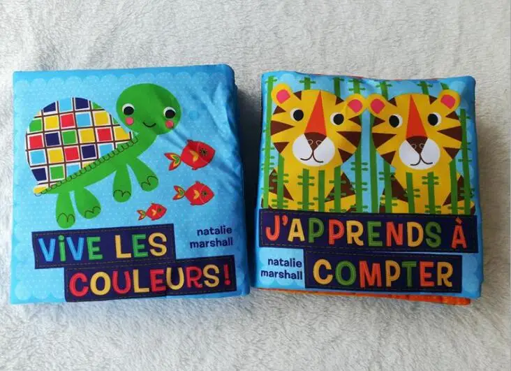 

2pcs/lot French Cloth Book Cartoon Animal Cloth Book Early Educational Games Toy Christmas Birthday Gifts for Kids Children