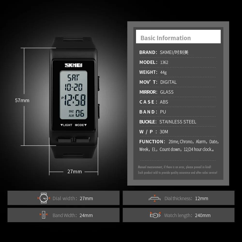 SKMEI 1362 Men Women Digital Watch Outdoor Sport 2 Time Waterproof Multifunction Electronic Black Clock Hours Relogio Masculino -in Digital Watches from ...