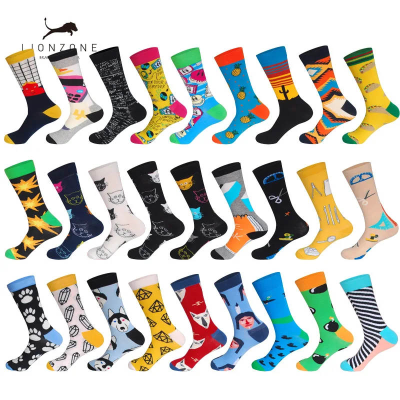 Men&Women Happy Socks Funny with Cartoon Animal Bomb Design Wedding Gift Combed Cotton Breathable Dress Neutral Socks Eur36-43