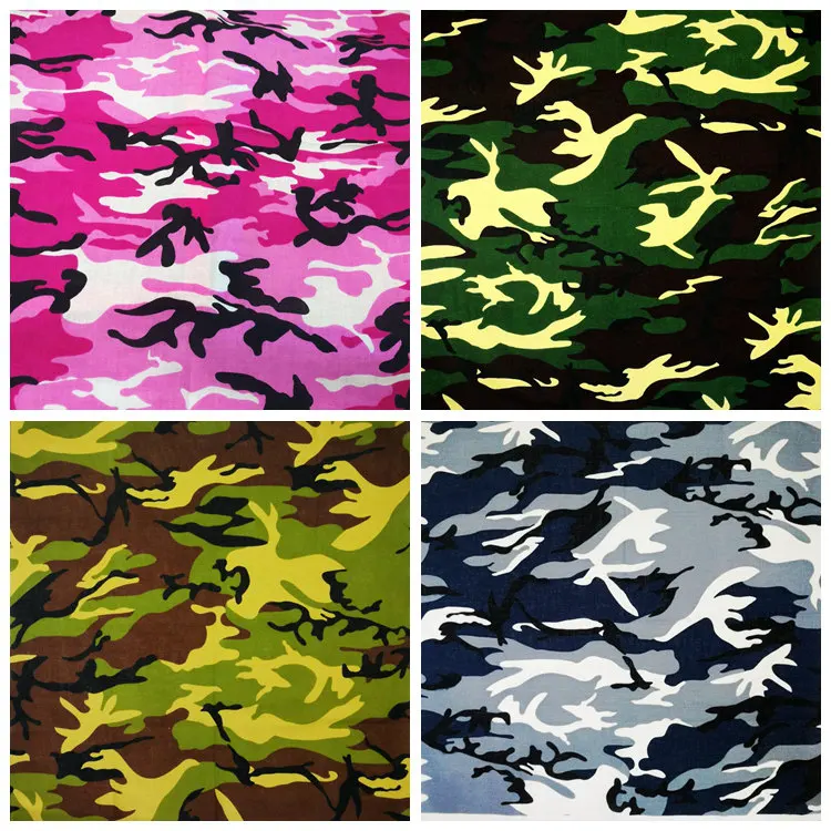 100% Cotton Camouflage Square Hip Hop Headwear/Hair Printed Bandanas Foulard Neckerchief Square Scarf for Women/Men/Boys/Girls mens snood scarf