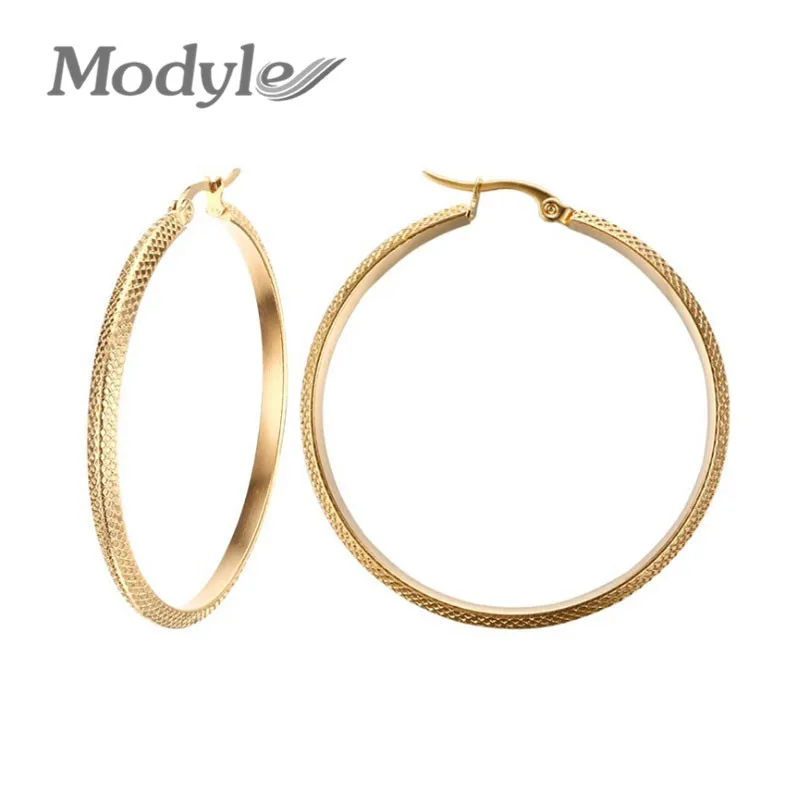 

Modyle Hot Sale Gold-Color Big Hoop Earrings Stainless Steel Jewelry High Quality Engagement Earrings Gift