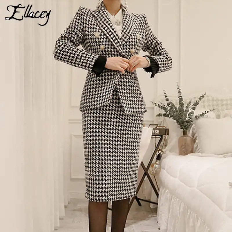 Black and white plaid skirt and jacket Clearance