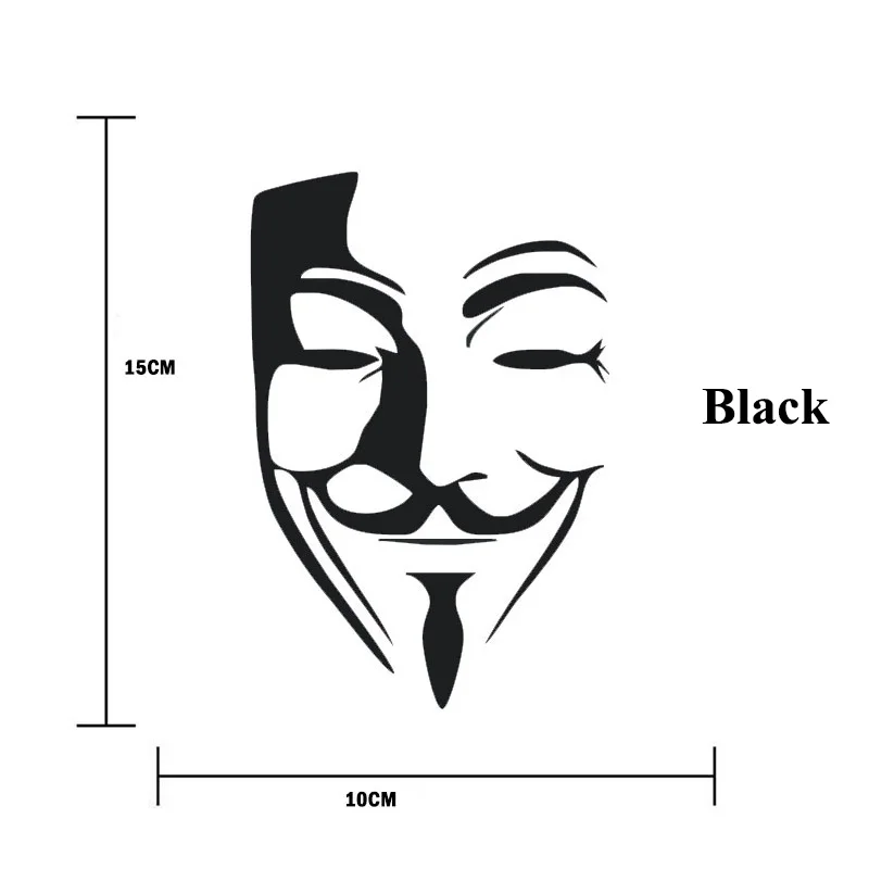 1pc SEEYULE Refective Car Sticker Anonymous Mask Sexy Man V for Vendetta Car Window Bumper Styling Decoration for BMW Audi