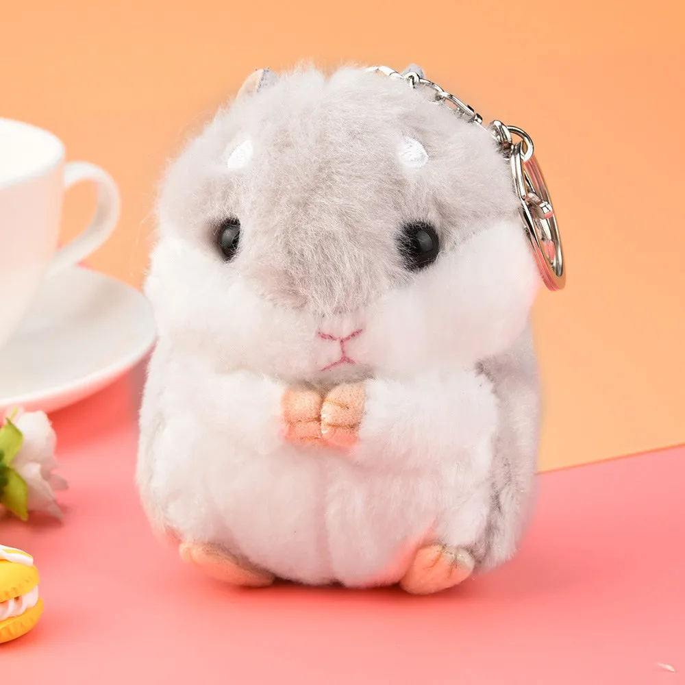 HOT 2017 Stuffed animals Cute Plush Hamster Pendant Key Chain Clasp Key Ring Keyring Handbag