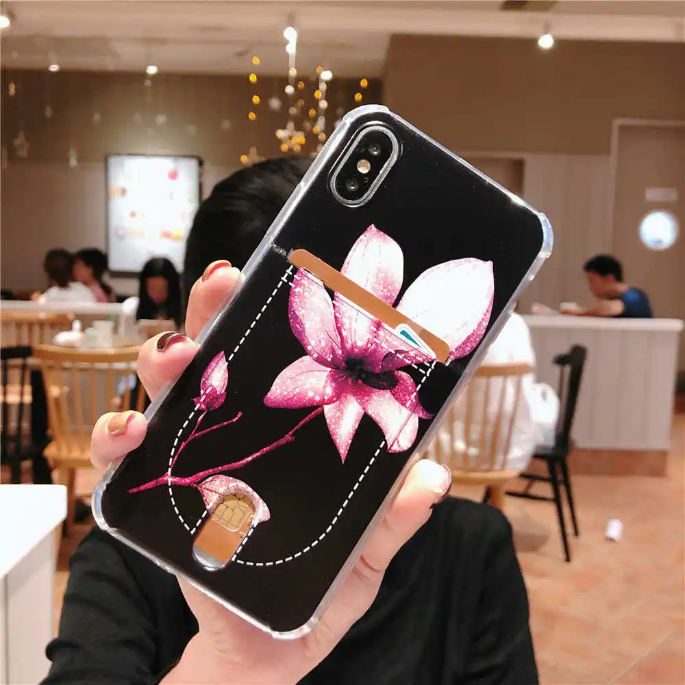 For Iphone X Case Marble TPU Case for Iphone 8 8Plus Credit Card Holder Back Cover for iphone 6 6plus 7 7plus Protective shell (22)