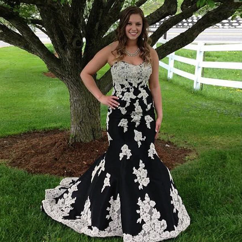 black and white evening dresses plus size