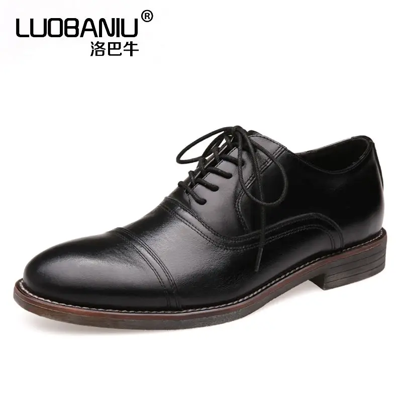 

US Size 7-11 Mens Genuine Leather Lace Up Cap Toe Oxfords Fromal Dress Shoes Man Casual Oxfords Wedding Shoes