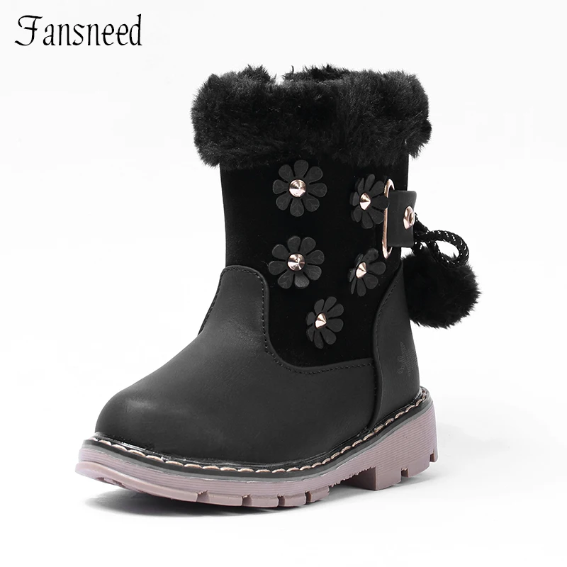 

Winter girls boots thickening rabbit fur princess cotton boots cashmere snow boots cattle tendons bottom non-slip girls boots